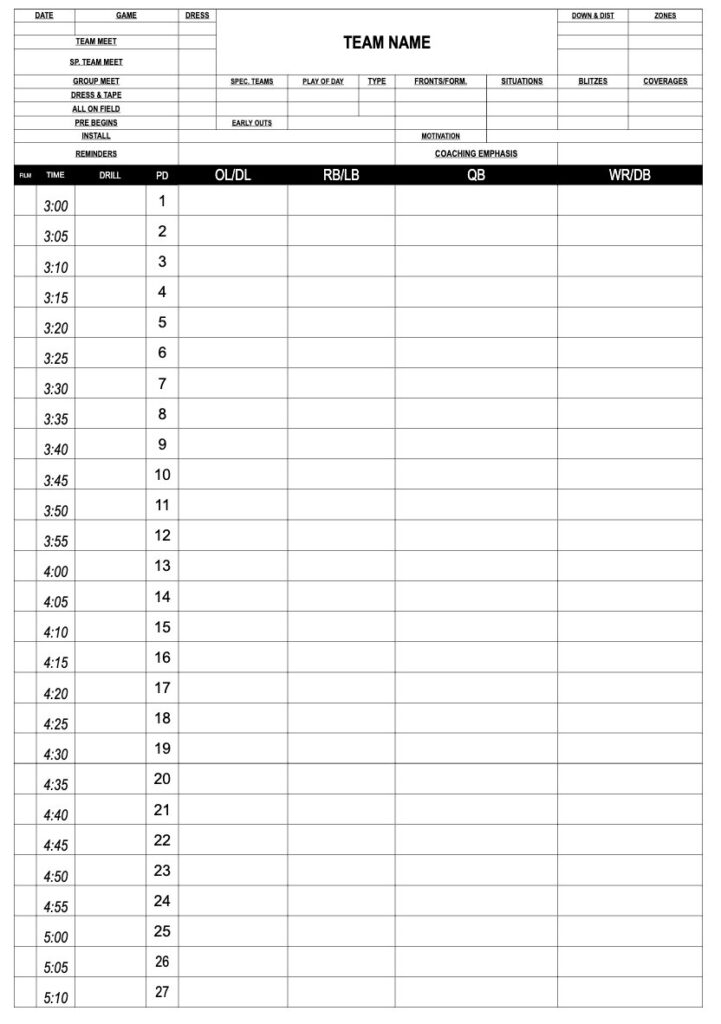 Weekly Practice Schedule